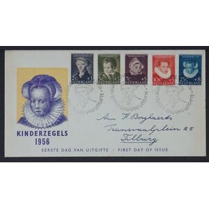NVPH - E   28, Couverture Premier Jour (Pays-Bas), Émis de l'année:  1956, Adressée (A) - Rabat fermé (CF)