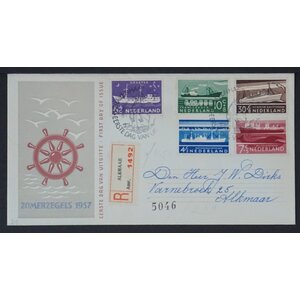 NVPH - E   29, First Day Cover (Netherlands), Issued in the year:  1956, Addressed (A) - Open flap (OF)