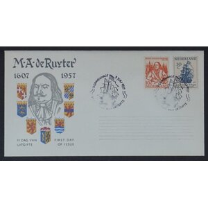 NVPH - E   30, First Day Cover (Netherlands), Issued in the year:  1957, Address erased (ERA) - Open flap (OF)
