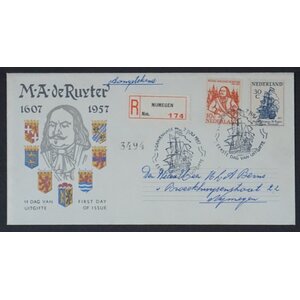NVPH - E   30, Ersttagsbriefe (Niederlande), Ausgegeben im Jahr:  1957, Adressiert (A) - Offene Klappe (OF)