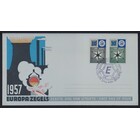 NVPH - E   32, Eerste Dag envelop, Uitgegeven in het jaar:  1957, Adres gewist (ERA) - Open klep (OF)