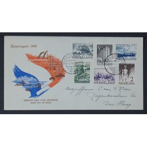 NVPH - E    1, First Day Cover (Netherlands), Issued in the year:  1950, Addressed (A) - Expert certificate - Open flap (OF)