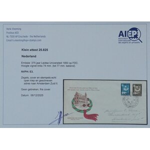 NVPH - E    3, Ersttagsbriefe (Niederlande), Ausgegeben im Jahr:  1950, Adressiert (A) - Attest - Offene Klappe (OF)