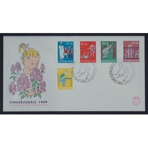 NVPH - E   41, Couverture Premier Jour (Pays-Bas), Émis de l'année:  1959, Adresse effacée (ERA) - Rabat ouvert (OF)