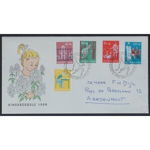 NVPH - , First Day Cover (Netherlands), Issued in the year:  1959, Addressed (A) - Alternative version - Closed flap (CF)