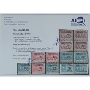 NVPH - P  31-43, Port stamps (Netherlands), Issued in the year:  1907, Mint Hinghed (MH) - Expert attestation