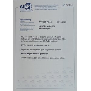 NVPH:  232-235 - Pays-Bas - Timbre