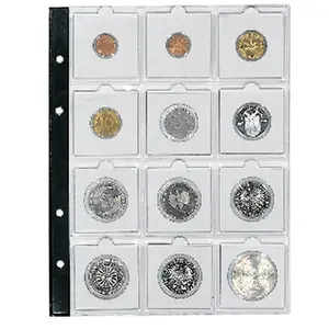Compact A5 Sheets (4 rings) for Coin holders 50 x 50 mm. (12 pc.) Transparent - dim: 205 x 255 mm.