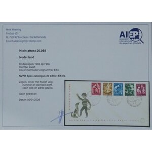NVPH - E   54fa, Ersttagsbriefe (Niederlande), Ausgegeben im Jahr:  1962, Adresse entfernt (ERA) - Befund - Abweichende Ausführung - Offene Klappe (OF) - Ausgeführt mit Nr. 53