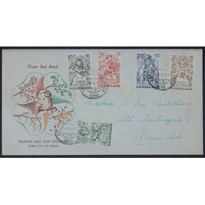 NVPH - BR   10, First Day Cover, Issued in the year:  1949, Addressed (A) - Expert certificate  - Open flap (OF)