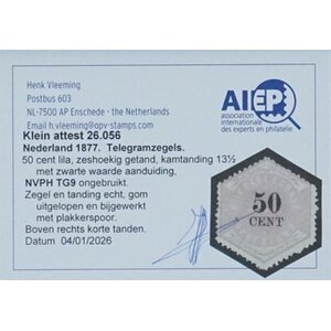 NVPH: TG. 9 - Pays-Bas - Timbre Télégraphiques