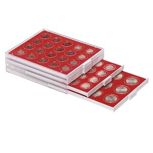 Muntcapsules - Rond - met afstand ringen (Rood) - voor munten: Ø 16-39 mm - Grips (vario) ■ per 10 stuks
