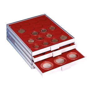 coin capsules - Round - with spacer rings (Burgundy red) - for coins: Ø 16-39 mm - Grips (vario) ■ per 10 pieces
