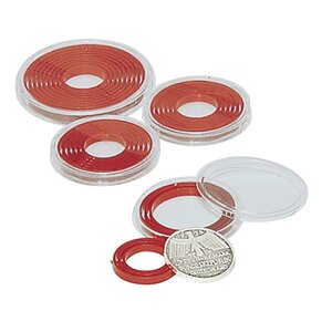 Muntcapsules - Rond - met afstand ringen (Bourgondischrood) - voor munten: Ø 16-51 mm - Grips (vario) ■ per 10 stuks