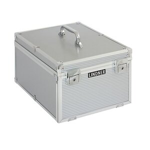 Münzkoffer - Aluminium - Rotes Veloursfutter, geeignet für 8 Lindner Stapelelemente 236×303 mm – abschließbar ■ pro Stück