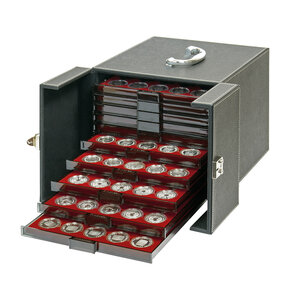 Coin Case - NERA MB 10 - Black velour lining, suitable for 10 Lindner stacking elements 236 × 303 mm – lockable ■ per piece