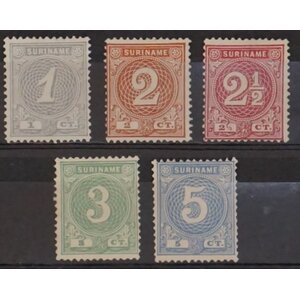 NVPH -    16-20, Postzegels (Suriname), Uitgegeven in de jaren:  1890-1893, Ongebruikt (MH)