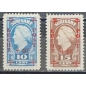 NVPH - LP  27-28, Luchtpost zegels (Suriname), Uitgegeven in het jaar:  1946, Ongebruikt (MH)