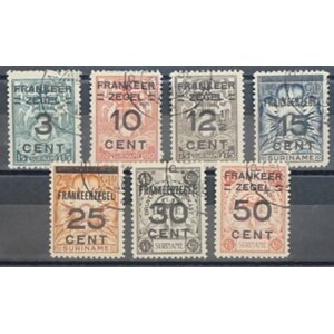 NVPH - BK 130-136, Drijvende Brandkast zegels (Suriname), Uitgegeven in het jaar:  1927, Gestempeld (U)