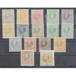 NVPH -     1-15, Timbres (Suriname), Émis dans les années:  1873-1889, Neuf avec Charnière (MH)