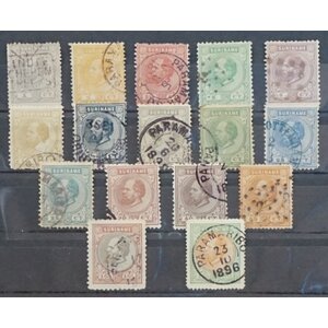 NVPH -     1-15, Postzegels (Suriname), Uitgegeven in de jaren:  1873-1889, Gestempeld (U)
