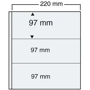 Compact A4, Feuilles (4 anneaux ) 3 compartiments (220 x 97 mm.) Transparent - dim: 240 x 305 mm.