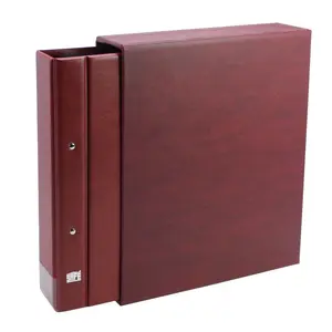 Compact A4, Album (4 rings) without content, incl slipcase - Wine Red - dim: 275 x 320 x 70 mm.