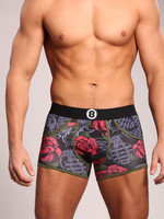 Heren Boxershort | Print | Roses | Katoen | Zwart Rood |