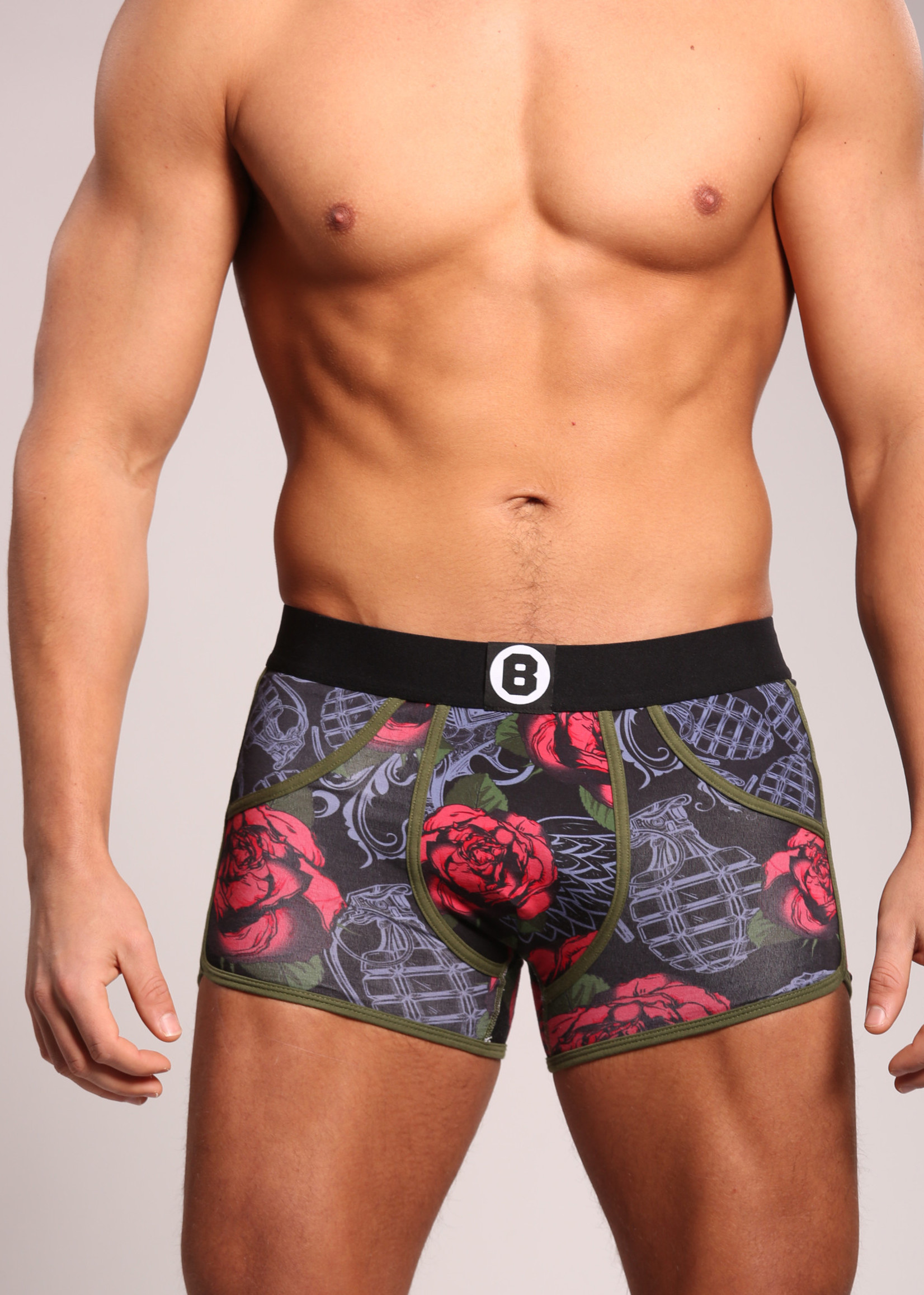 Heren Boxershort | Print | Roses | Katoen | Zwart Rood |