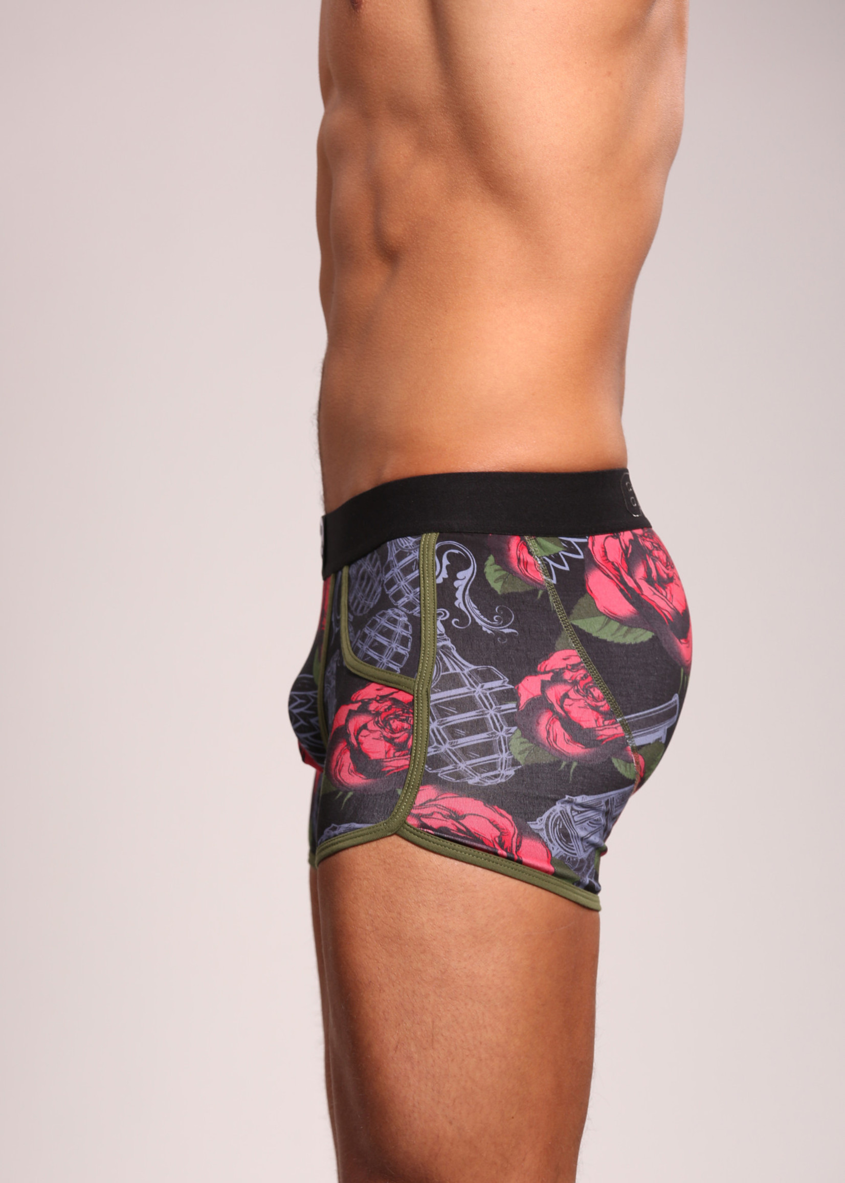 Heren Boxershort | Print | Roses | Katoen | Zwart Rood |