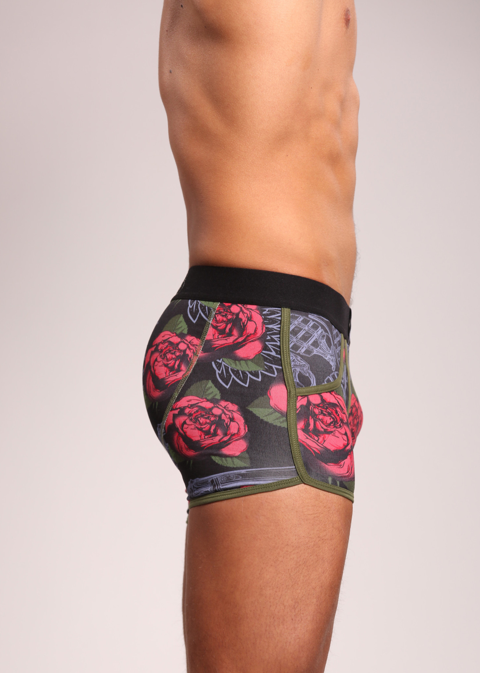 Heren Boxershort | Print | Roses | Katoen | Zwart Rood |