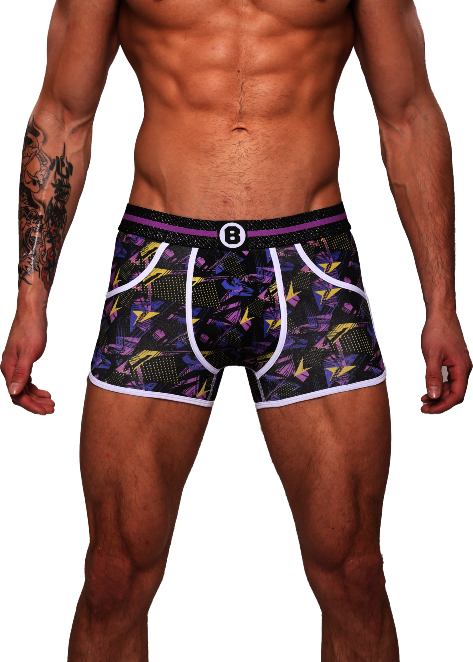 Heren Boxershort | Print | Dance | Katoen | Paars Geel |