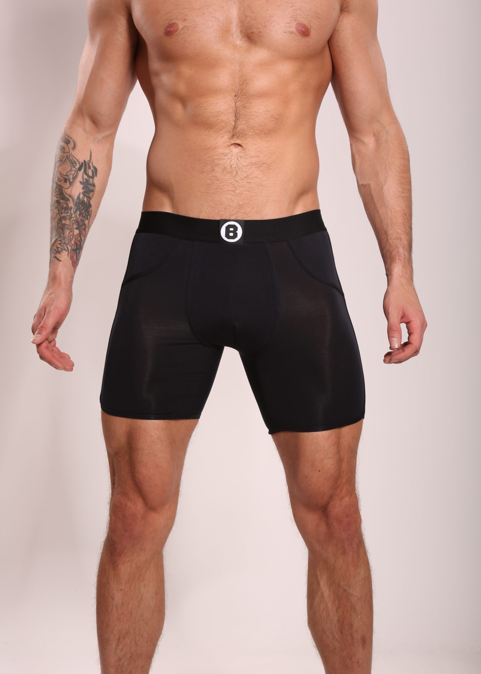 Heren Boxershorts Met Lange Pijpjes | Effen | Multipack 3 st | Lycocell  | Zwart Wit Navy |