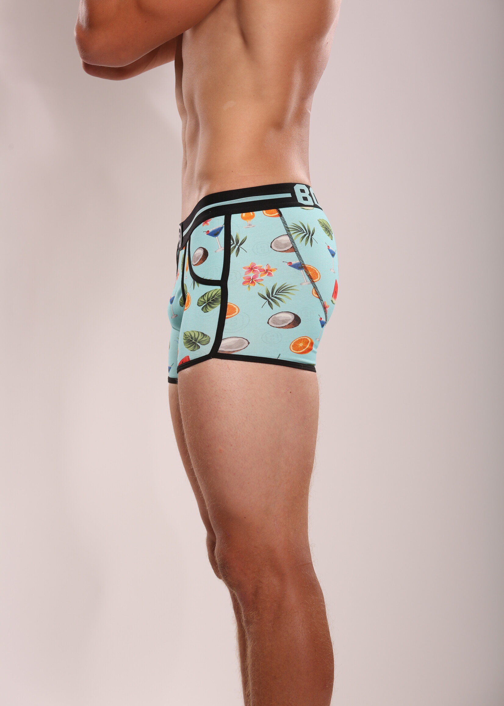 PRE ORDER =>Heren Boxershorts | Print | Tropical Fruits & Drinks | Katoen | Blauw |
