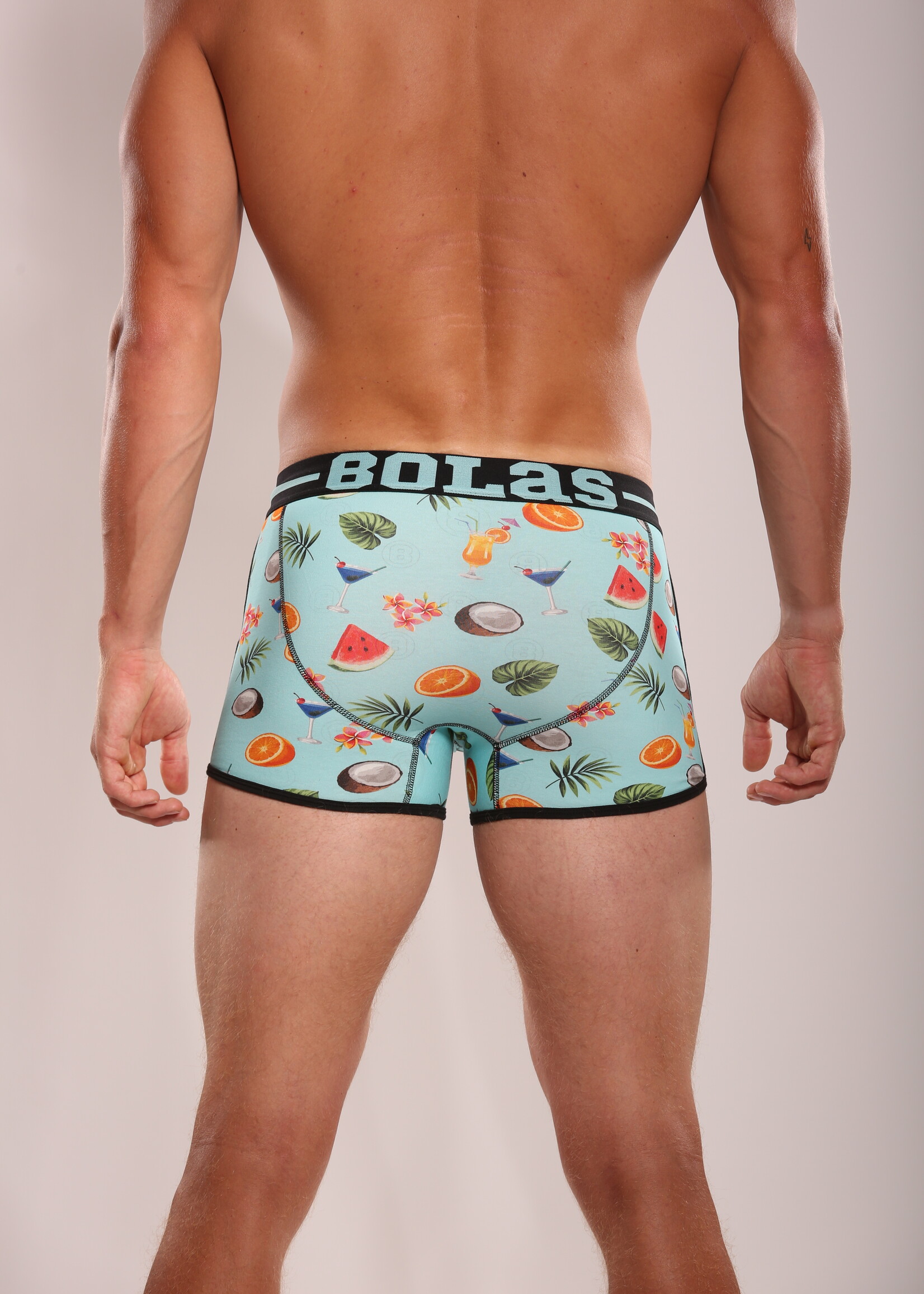 PRE ORDER =>Heren Boxershorts | Print | Tropical Fruits & Drinks | Katoen | Blauw |