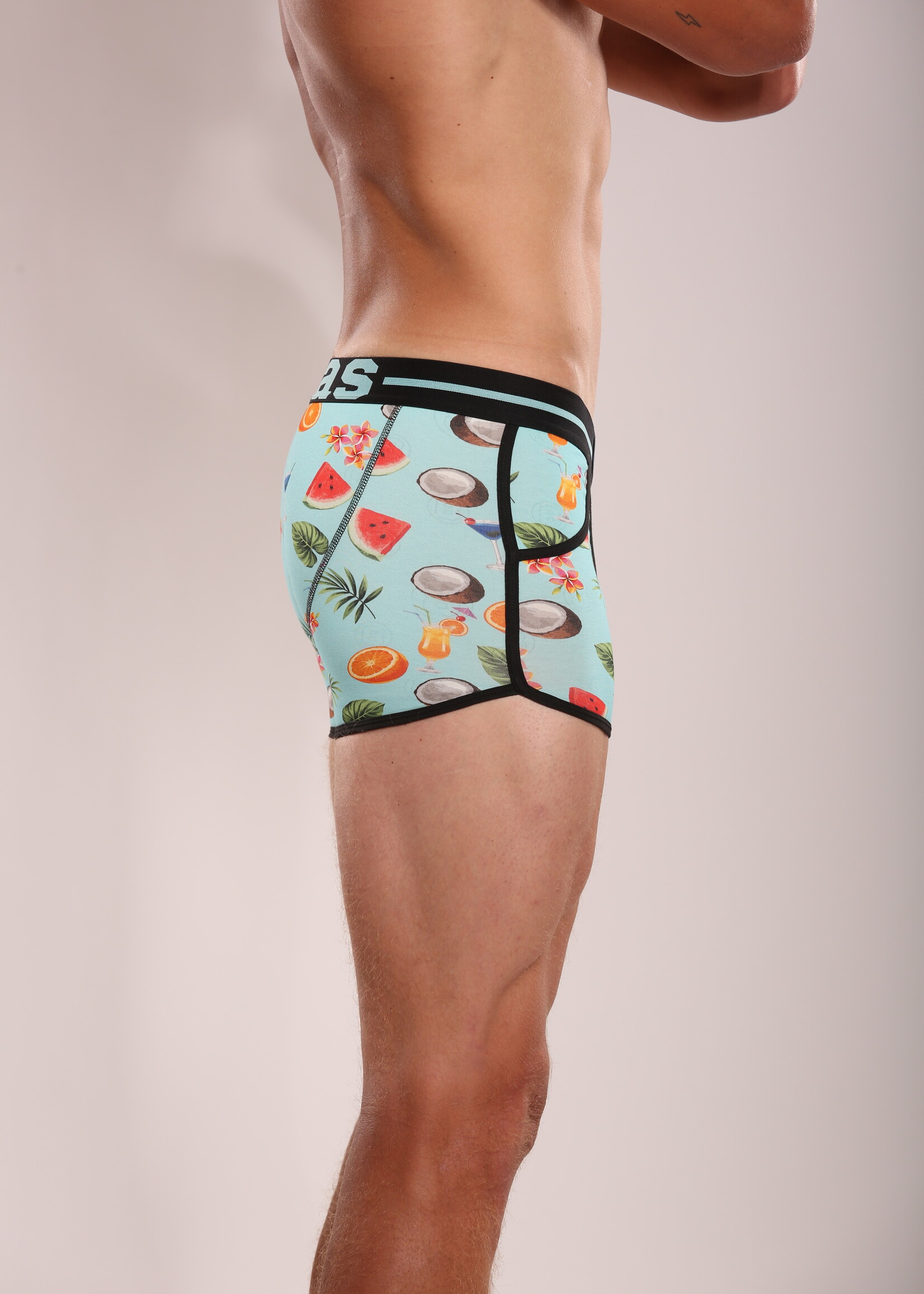 PRE ORDER =>Heren Boxershorts | Print | Tropical Fruits & Drinks | Katoen | Blauw |