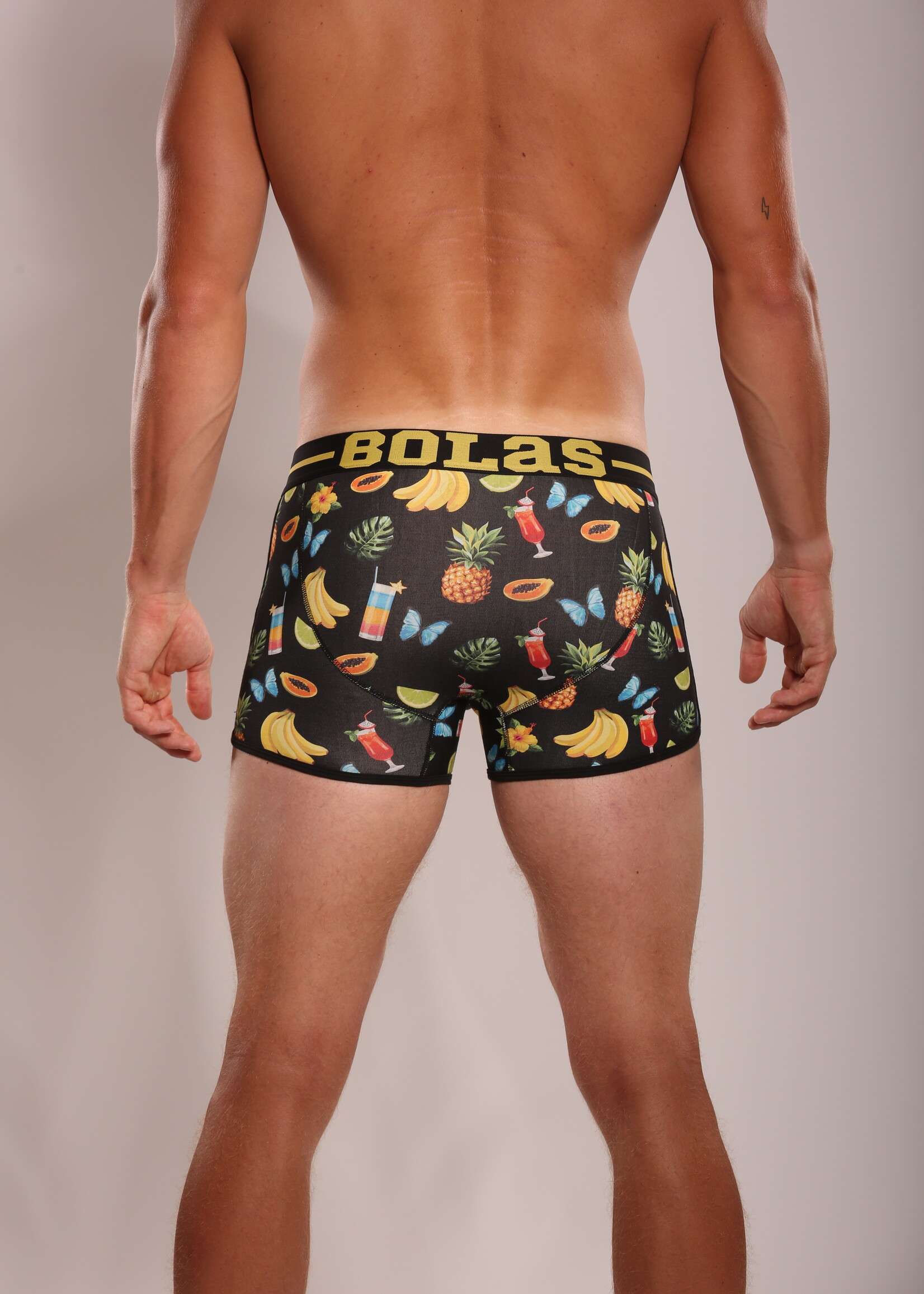PRE ORDER =>Heren Boxershorts | Print | Tropical Fruits & Drinks| Katoen | Zwart |