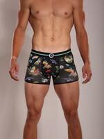 PRE ORDER =>Heren Boxershorts |  Print | Tropical Birds | Katoen | Zwart |
