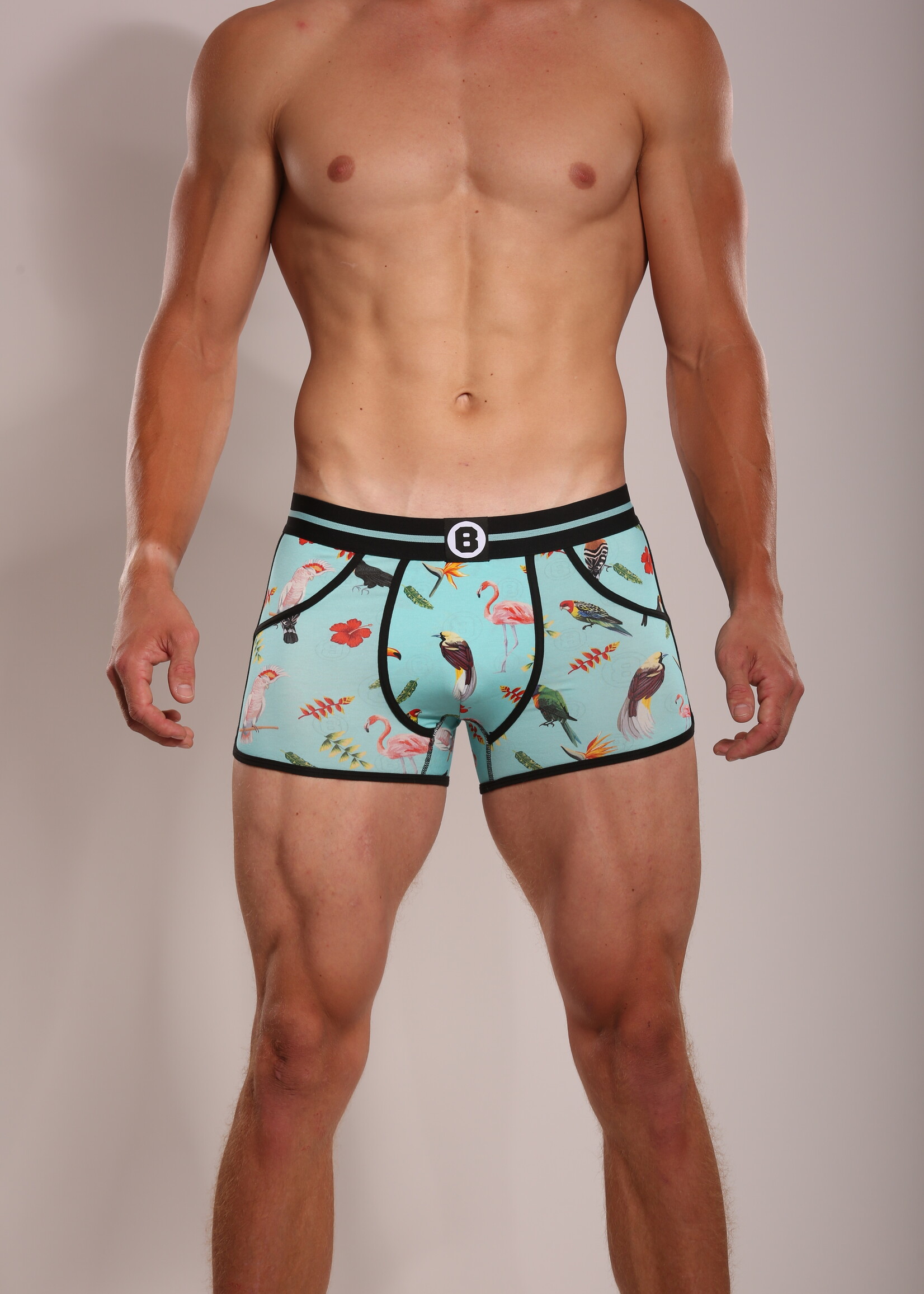 PRE ORDER => Heren Boxershorts | Print | Tropical Birds  & Flowers | Katoen | Blauw |