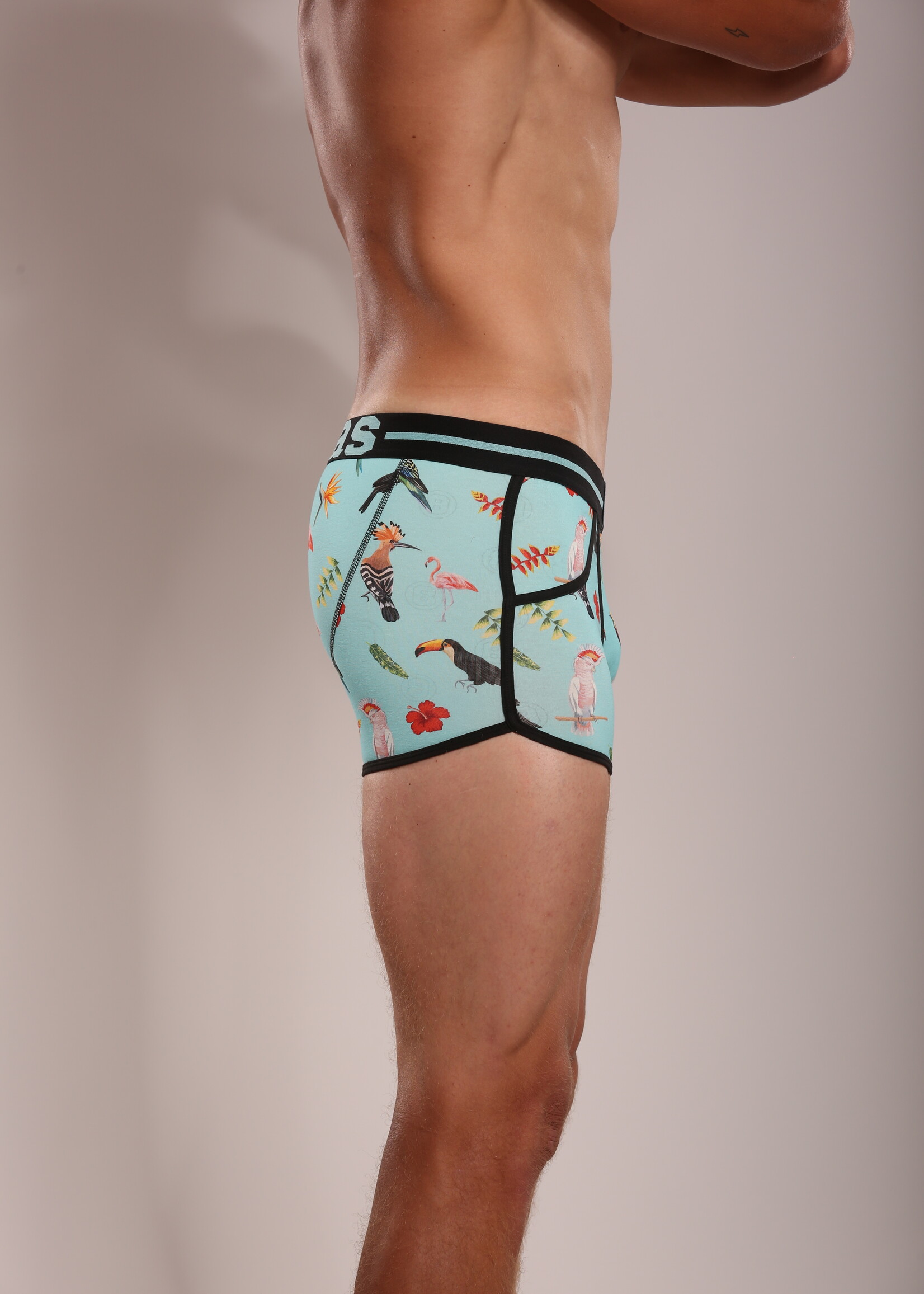 PRE ORDER => Heren Boxershorts | Print | Tropical Birds  & Flowers | Katoen | Blauw |