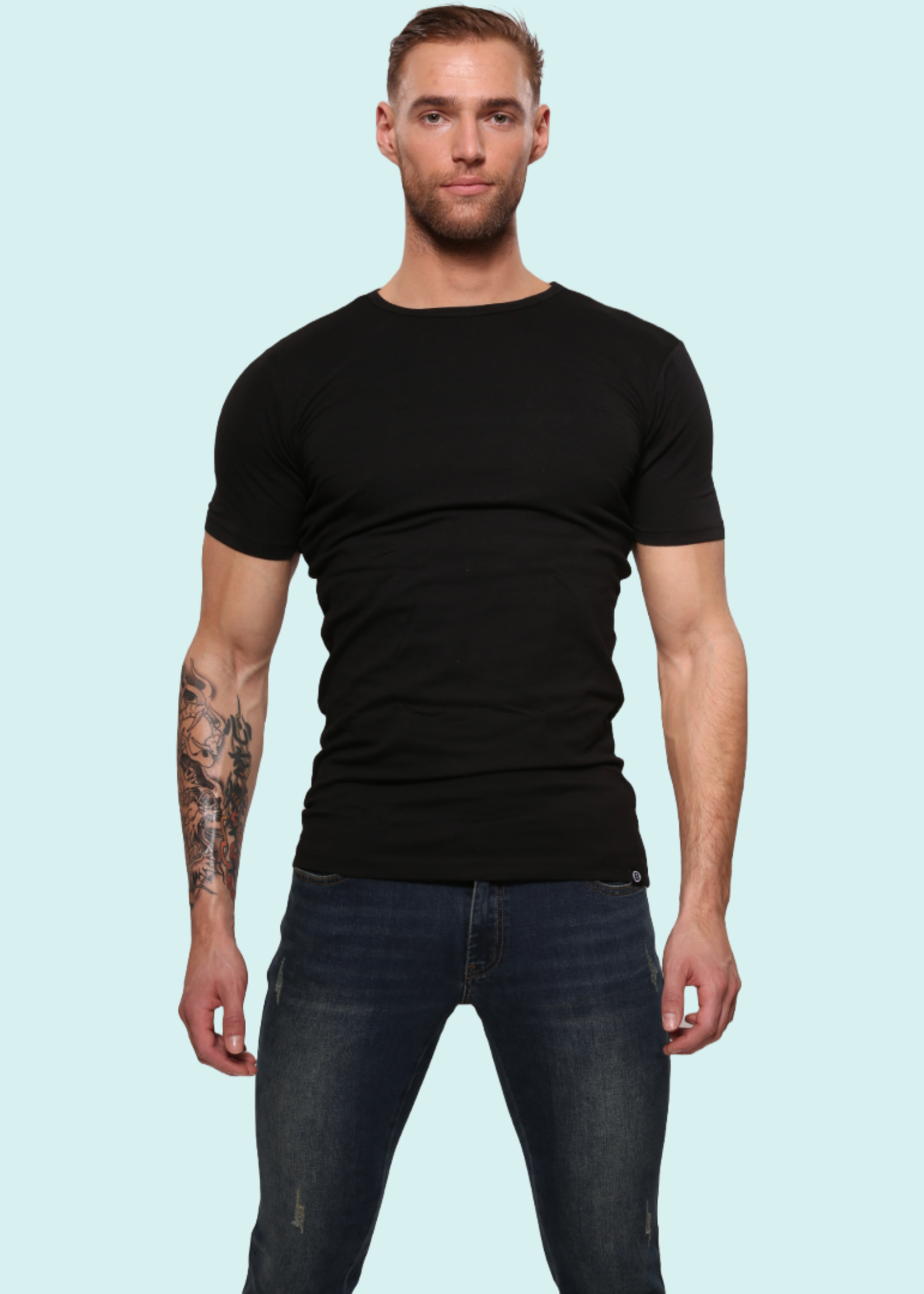 Heren T-Shirt | Bamboe | Basic Zwart | Ronde Hals