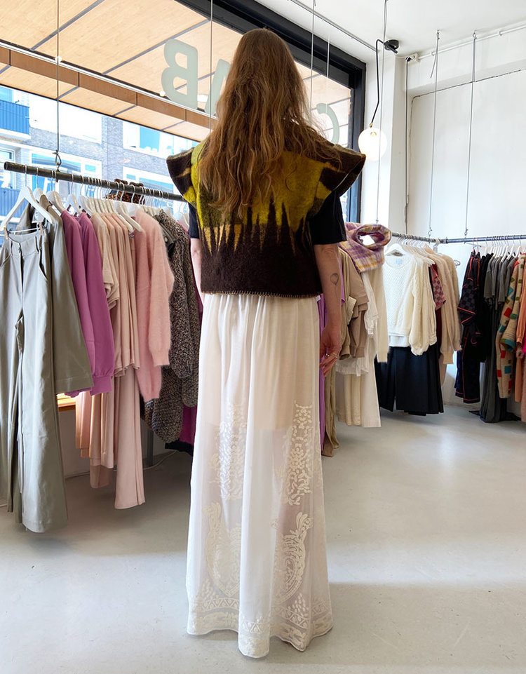 Dutchess Flowy lange rok   - ecru embroidery