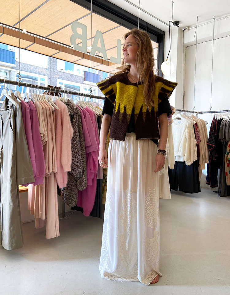 Dutchess Flowy lange rok   - ecru embroidery