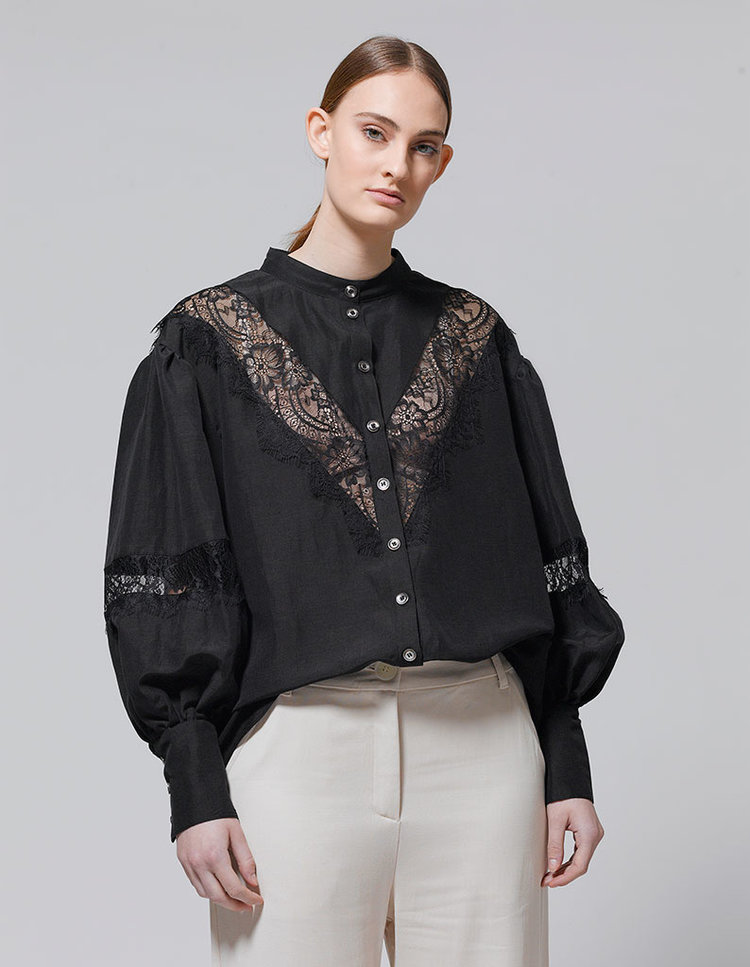 Dutchess Lacey shirt - zwart