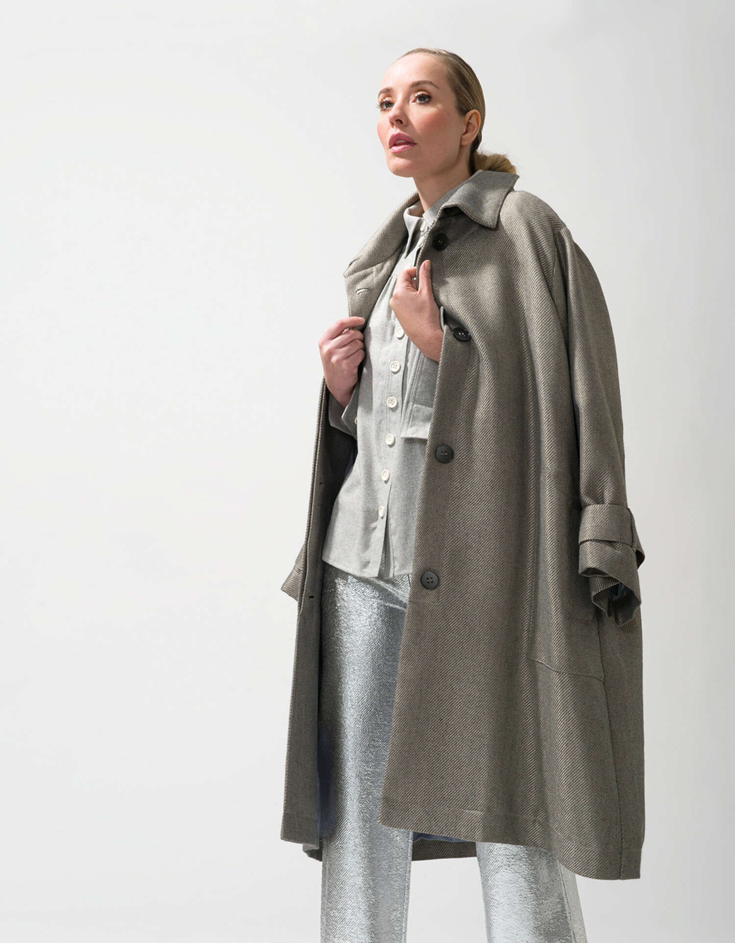 CRANK Studded Wool Short Coat Gray ピーコート MUSINSA公式 | CRANK Studded Wool Short Coat_Gray