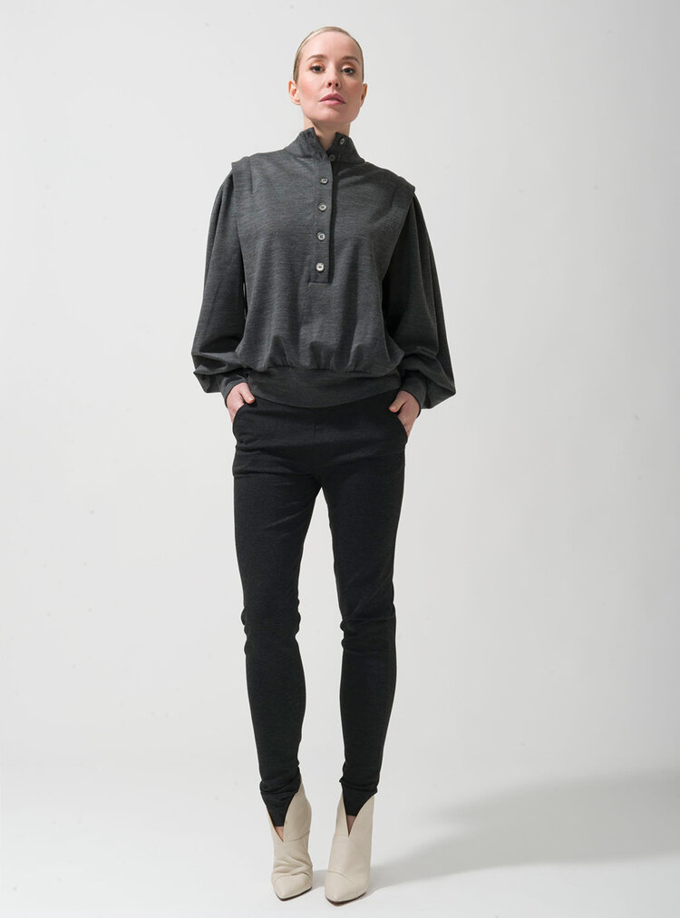Dutchess Yves top - dark grey melange