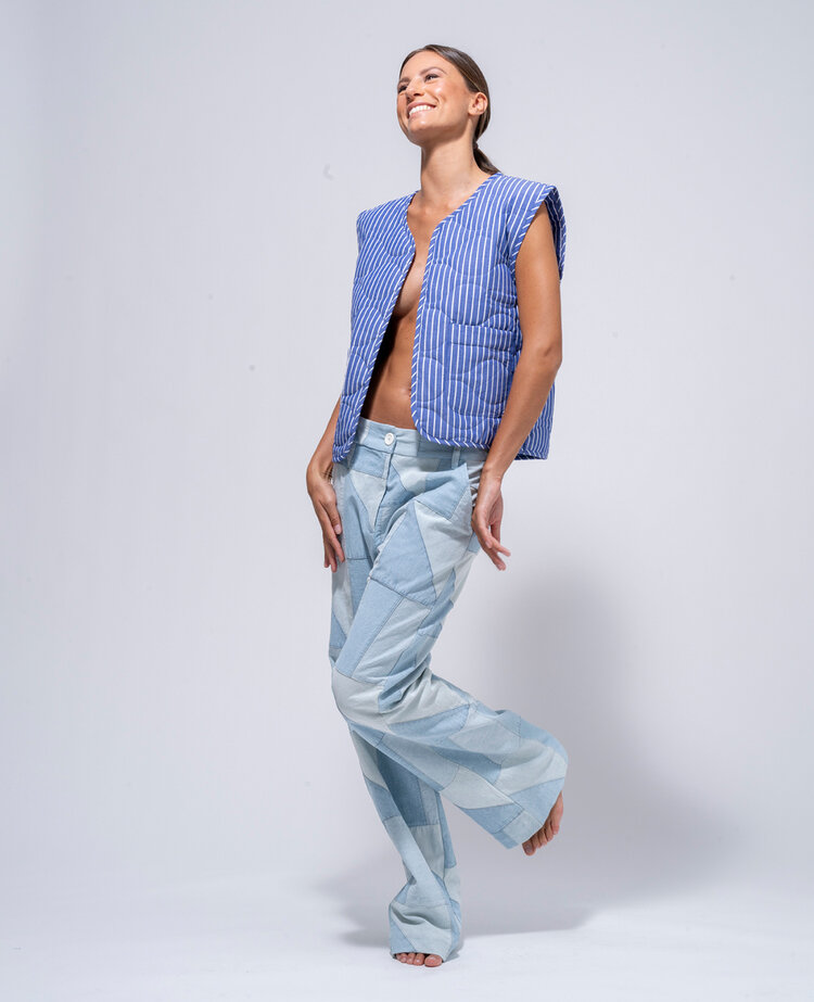 Dutchess Biarritz gilet - blauw gestreept