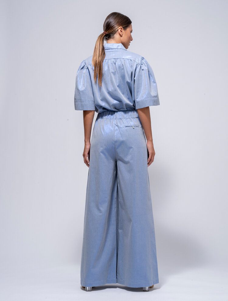 Dutchess Bardot broek - blue lurex
