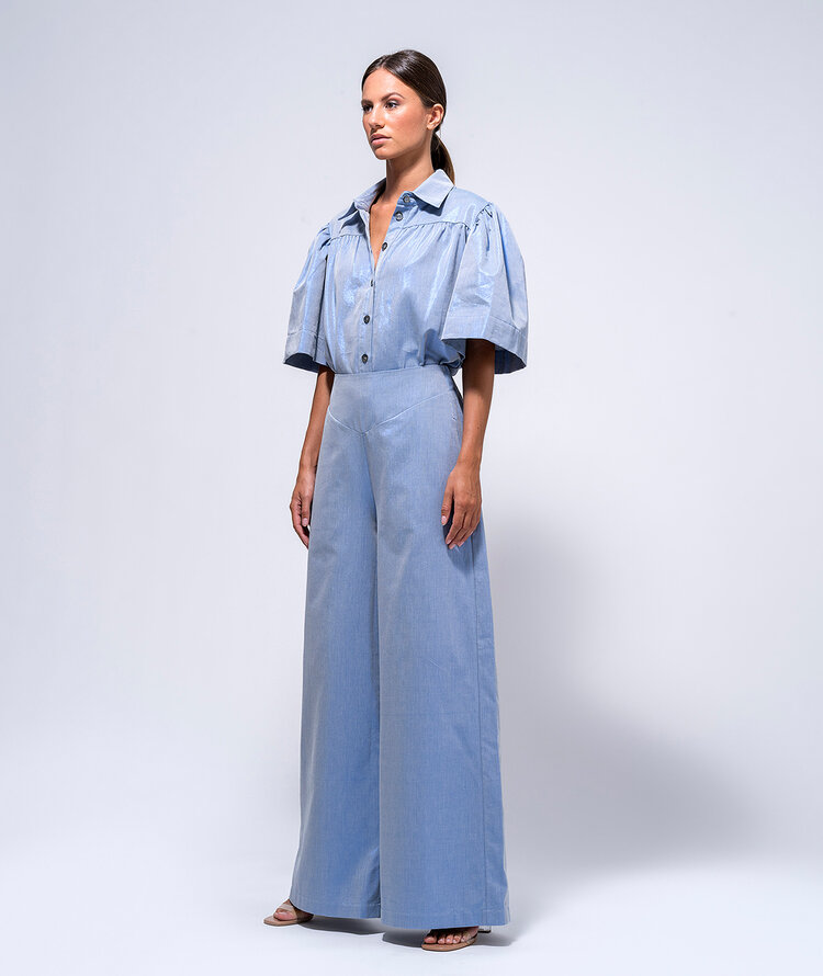 Dutchess Bardot pants - blue lurex