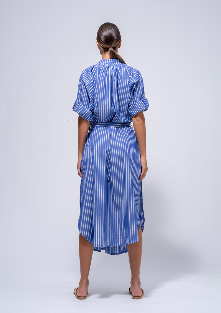 Dutchess Rive gauche jurk - blauw gestreept